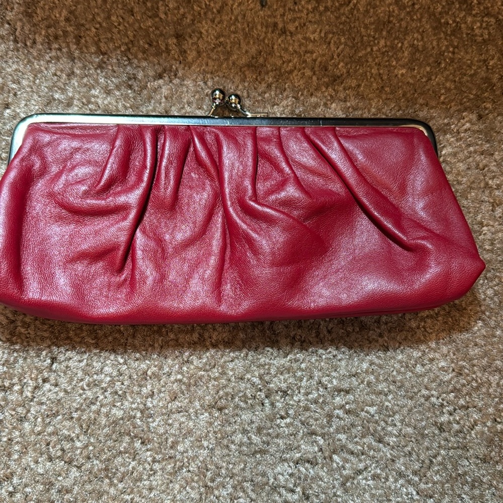 Small red clutch with silver chain